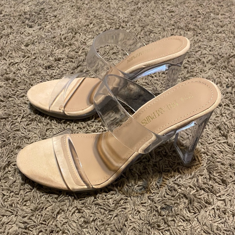 Clear Strap Heels - Cream